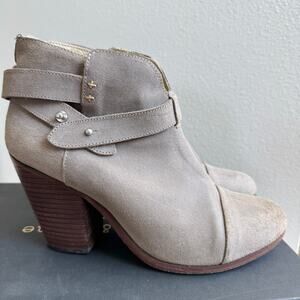 Rag & Bone Harrow Nubuck Suede Ankle Boots Block Heel Stonewall EU 38.5/ 8.5 US